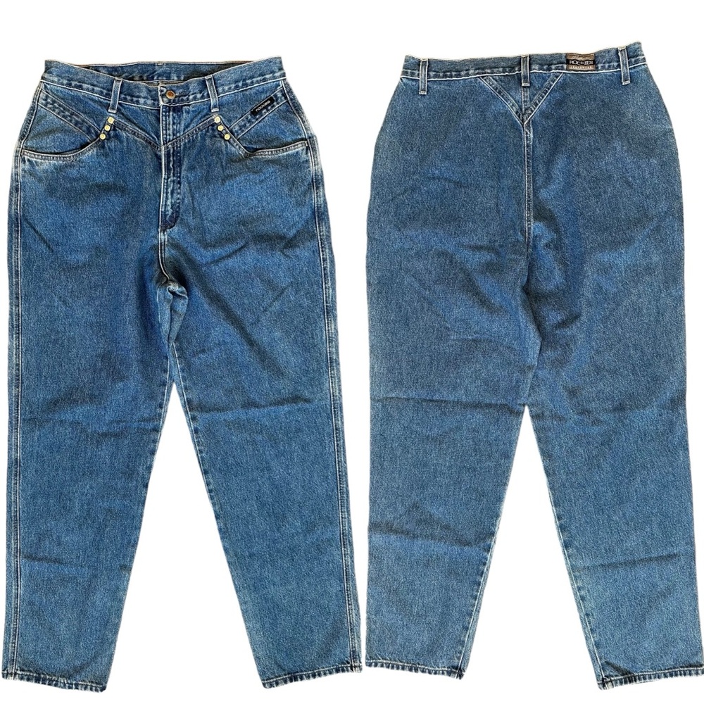 Vintage 90s Rockies Medium Wash Bareback Western High Rise Tapered Leg Jeans 17